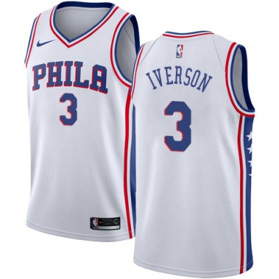 Nike Philadelphia 76ers #3 Allen Iverson White Youth NBA Swingman Association Edition Jersey